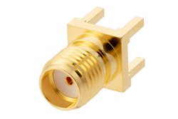 PE44827 - SMA Female Connector Solder Attachment Thru Hole PCB, .200 inch x .067 inch Hole Spacing