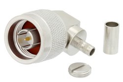 PE44844 - N Male Right Angle Connector Crimp/Solder Attachment for PE-C200, LMR-200