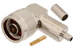 PE4485 - N Male Right Angle Connector Crimp/Solder Attachment for RG58