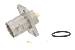 PE44888 - BNC Female Connector Solder Attachment 4 Hole Flange Mount for PE-047SR, PE-SR047FL, PE-SR047AL, IP68 Rated