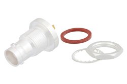 PE44890 - BNC Female Bulkhead Mount Hermetically Sealed Connector Solder Attachment Eyelet Terminal, IP67 Unmated