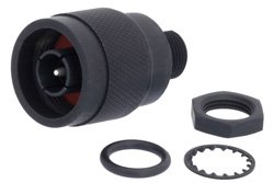 PE4490BK - N Male Bulkhead Connector Solder Attachment Solder Cup Terminal, .350 inch D Hole, Black Finish