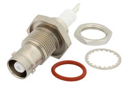 PE4495 - MHV Female Bulkhead Mount Hermetically Sealed Connector Solder Attachment Solder Cup Terminal, .480 inch D Hole