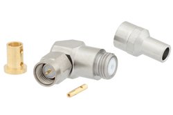 PE44996 - SMA Male Right Angle Connector Clamp/Solder Attachment for PE-SR402AL, PE-SR402FL, PE-SR402FLJ, PE-SR402TN, RG402