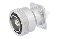 PE45000 - 7/16 DIN Female Low PIM Connector Solder Attachment 4 Hole Flange Mount Stub Terminal, .120 inch Diameter