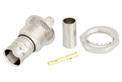 PE45064 - BNC Female Bulkhead Mount Isolated Ground Connector Crimp/Crimp Attachment for RG58, PE-C195, PE-P195, LMR-195