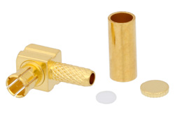 PE45086 - 75 Ohm MCX Plug Right Angle Push-On Connector Crimp/Solder Attachment for RG179, RG187