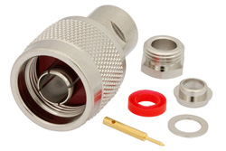 PE4511 - 75 Ohm N Male Connector Clamp/Solder Attachment for RG59B/U, RG62, RG71