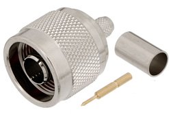 PE4512 - 75 Ohm N Male Connector Crimp/Solder Attachment for RG59B/U, RG62, RG71