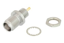 PE45130 - TNC Female Bulkhead Mount Connector Solder Attachment Terminal IP67 Rated