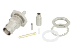PE45131 - BNC Female Bulkhead Mount Connector Crimp/Solder Attachment for RG316, RG174, LMR-100 IP67 Rated