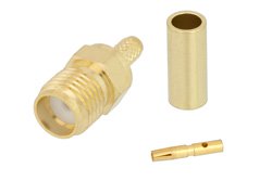 PE45137 - SMA Female Connector Crimp/Solder Attachment for RG316, RG174, LMR-100, RG188, PE-B100, PE-C100, 0.100 inch