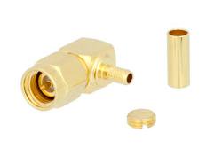 PE45144 - SMA Male Right Angle Connector Crimp/Solder Attachment for RG316, RG174, RG188