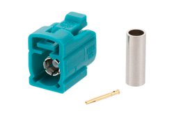 PE45176Z - FAKRA Jack Connector Crimp/Solder Attachment for RG316-DS, RG188-DS, Water Blue Color
