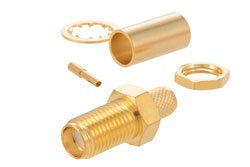 PE45197 - SMA Female Bulkhead Mount Connector Crimp/Solder Attachment for RG58, RG303, LMR-195