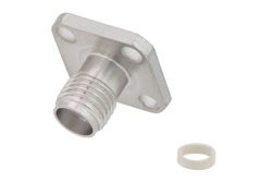 PE45216 - SMA Female Field Replaceable Connector With EMI Gasket 4 Hole Flange Mount .015 inch Pin