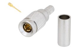 PE45227 - 75 Ohm 1.0/2.3 Plug Push-On Connector Crimp/Crimp Attachment for BELDEN 735A1