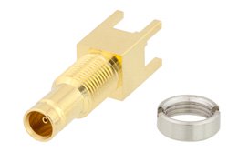 PE45229 - 75 Ohm 1.0/2.3 Jack Bulkhead Mount Push-On Connector Solder Attachment Thru Hole PCB