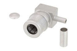 PE45284 - QMA Male Right Angle Connector Crimp/Solder Attachment for RG174, RG316, RG188