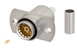 PE45321 - BMA Jack Slide-On Connector Crimp/Solder Attachment 2 Hole Flange Mount for RG316, RG188, RG174, LMR-100A, PE-C100-LSZH