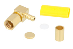 PE45381 - SSMC Plug Right Angle Connector Crimp/Solder Attachment for RG178, RG196