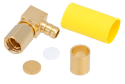 PE45383 - SSMC Plug Right Angle Connector Crimp/Solder Attachment for RG316-DS, RG188-DS