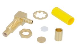 PE45386 - SSMC Jack Right Angle Bulkhead Mount Connector Crimp/Solder Attachment for RG178, RG196