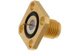 PE4540 - SMA Female Hermetically Sealed Connector Solder Attachment 4 Hole Flange Mount Pin Terminal, .340 inch Hole Spacing