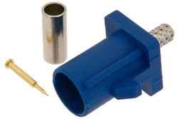 PE45404C - FAKRA Plug Connector Crimp/Solder Attachment for RG174, RG316, RG188, .100 inch, PE-B100, PE-C100, LMR-100, Blue Color