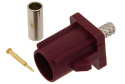 PE45404D - FAKRA Plug Connector Crimp/Solder Attachment for RG174, RG316, RG188, .100 inch, PE-B100, PE-C100, LMR-100, Bordeaux Color