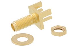 PE45405 - SSMA Female Bulkhead Mount Connector Solder Attachment .042 inch End Launch PCB