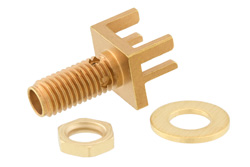 PE45406 - SSMA Female Bulkhead Mount Connector Solder Attachment .062 inch End Launch PCB