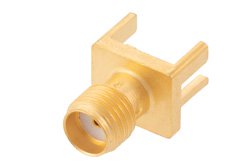 PE4543 - SMA Female Connector Solder Attachment .062 inch End Launch PCB, .020 inch x .010 inch Contact