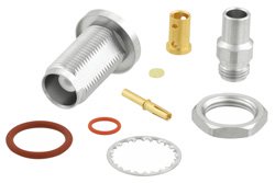 PE45444 - TNC Female Bulkhead Mount Connector Clamp/Solder Attachment for PE-P160LL