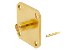 PE4546 - SMA Female Connector Solder Attachment 4 Hole Flange Mount Tab Terminal, .718 inch Hole Spacing