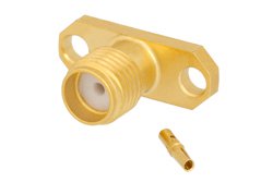 PE4547 - SMA Female Connector Solder Attachment 2 Hole Flange Mount for PE-047SR, PE-SR047AL, PE-SR047FL, .481 inch Hole Spacing