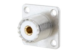 PE45478 - UHF Female Connector Solder Attachment 4 Hole Flange Mount Solder Cup Terminal, .718 inch Hole Spacing