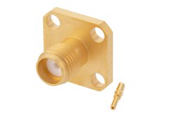 PE4548 - SMA Female Connector Solder Attachment 4 Hole Flange Mount for PE-047SR, PE-SR047AL, PE-SR047FL, .340 inch Hole Spacing
