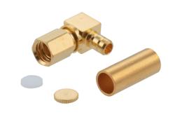 PE45498 - SSMC Plug Right Angle Connector Crimp/Solder Attachment for RG316-DS, RG188-DS