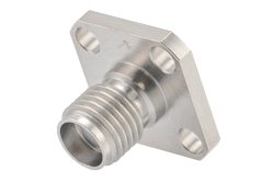 SMA Female Field Replaceable Connector 4 Hole Flange Mount 0.012 inch Pin, .340 inch Hole Spacing with Metal Contact Ring