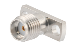 SMA Female Field Replaceable Connector 2 Hole Flange Mount 0.02 inch Pin, .400 inch Hole Spacing with Metal Contact Ring