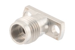 2.4mm Female Field Replaceable Connector 2 Hole Flange Mount 0.012 inch Pin, .355 inch Hole Spacing with Metal Contact Ring