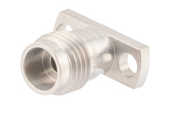 2.4mm Female Field Replaceable Connector 2 Hole Flange Mount 0.02 inch Pin, .355 inch Hole Spacing with Metal Contact Ring