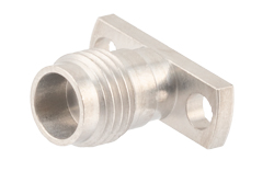 2.4mm Female Field Replaceable Connector 2 Hole Flange Mount 0.02 inch Pin, .400 inch Hole Spacing with Metal Contact Ring