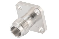 PE45630 - 1.85mm Female Field Replaceable Connector 4 Hole Flange Mount 0.009 inch Pin, .340 inch Hole Spacing, with Metal Contact Ring