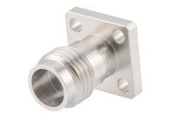 PE45631 - 1.85mm Female Field Replaceable Connector 4 Hole Flange Mount 0.009 inch Pin, .250 inch Hole Spacing with Metal Contact Ring