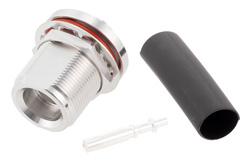 PE45653 - 4.1/9.5 Mini DIN Female Bulkhead Mount Low PIM Connector Solder Attachment for PE-1/4SFHC, SPP-250-LLPL, SPO-250, SPF-250