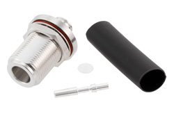 PE45667 - N Female Bulkhead Mount Low PIM Connector Solder Attachment for PE-1/4SFHC, SPP-250-LLPL, SPO-250, SPF-250