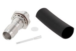 PE45671 - NEX10 Female Bulkhead Mount Low PIM Connector Solder Attachment for PE-1/4SFHC, SPP-250-LLPL, SPO-250, SPF-250