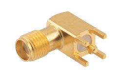 PE45698 - SMA Female Right Angle Connector Solder Attachment Thru Hole PCB